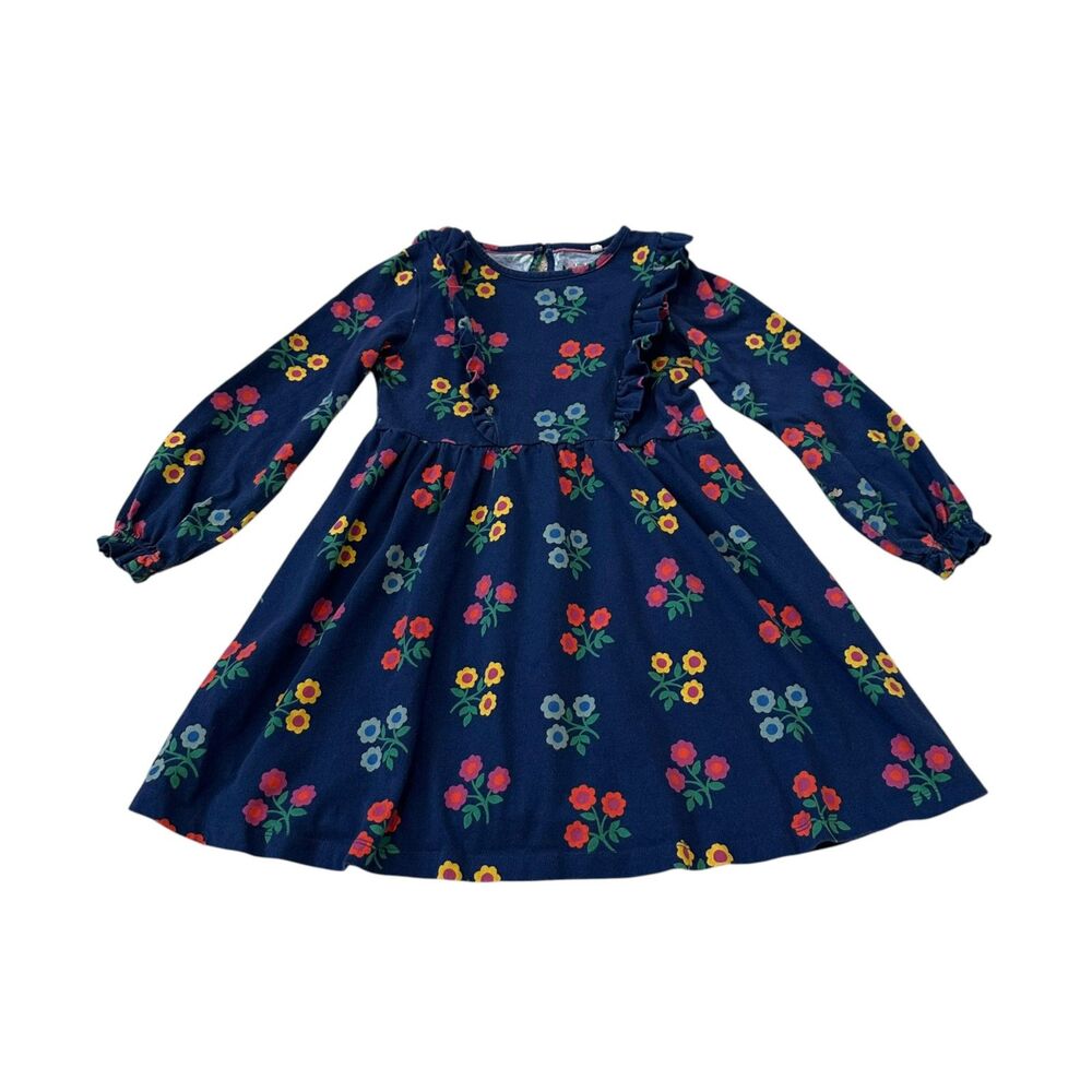 Mini Boden Long Sleeve Ruffle Dress Floral Size 6-7Y